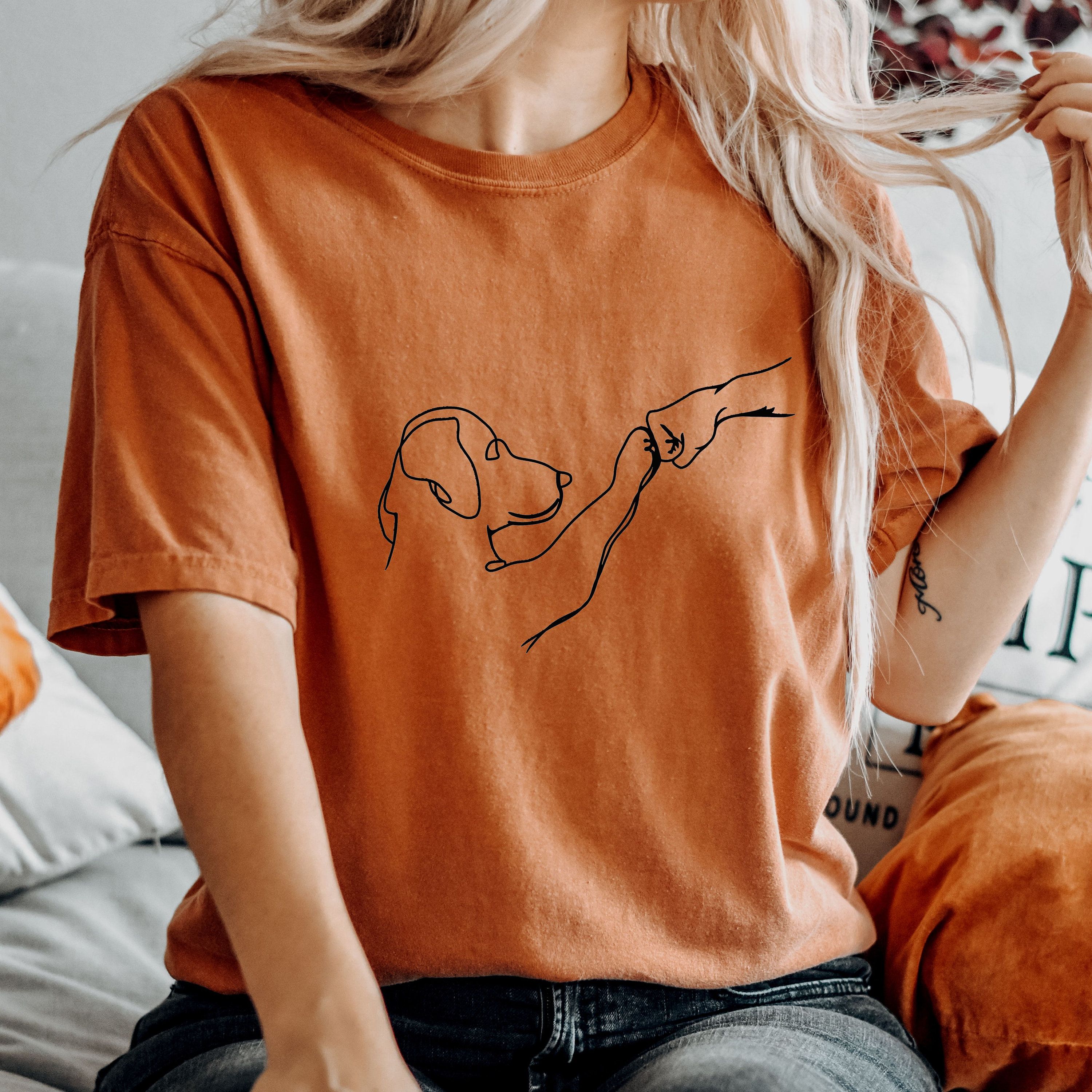 Dog Line Art Shirt Minimalist Pet Lover Tee Aesthetic Dog Graphic T-Shirt Casual Womens Top