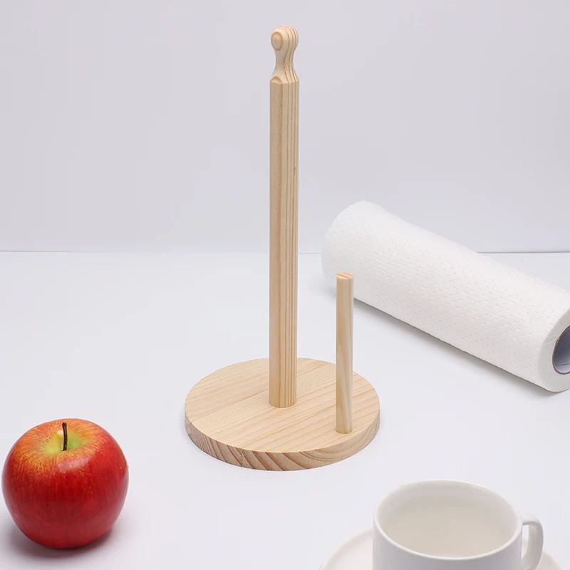 Wooden paper towel holder countertop stand for kitchen and dining table