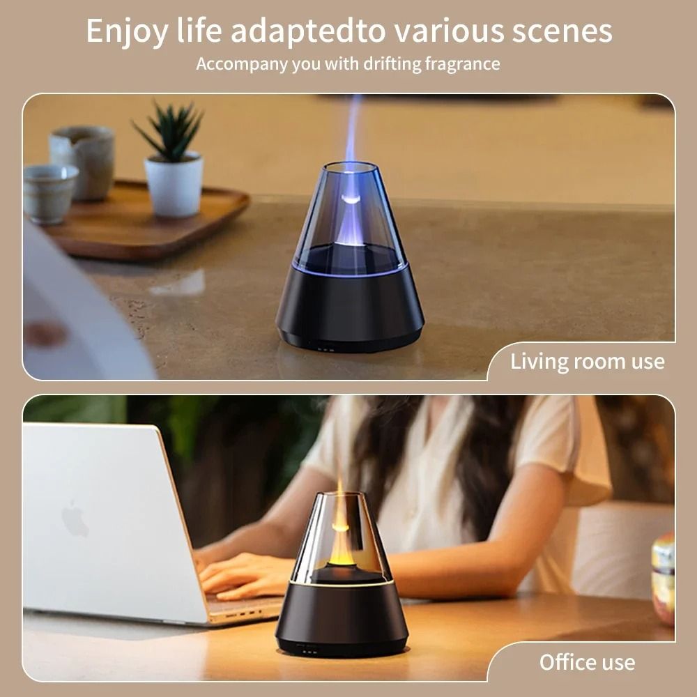 Simulated Flame Aroma Diffuser with LED Light and Cool Mist