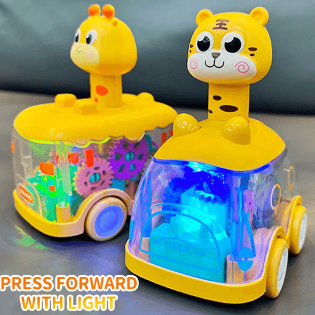 Press & Go Animal Gear Car Toy – Pull Back Inertial Puzzle Vehicle for Kids