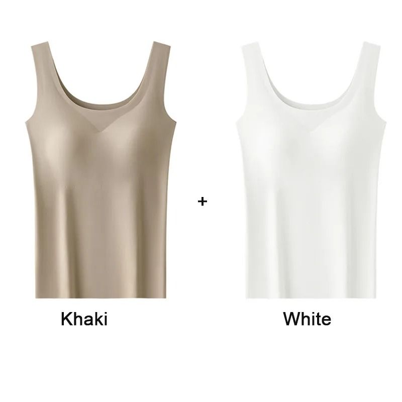 Ice Silk Seamless Bottoming Camisole with Removable Chest Pads 2 Pack
