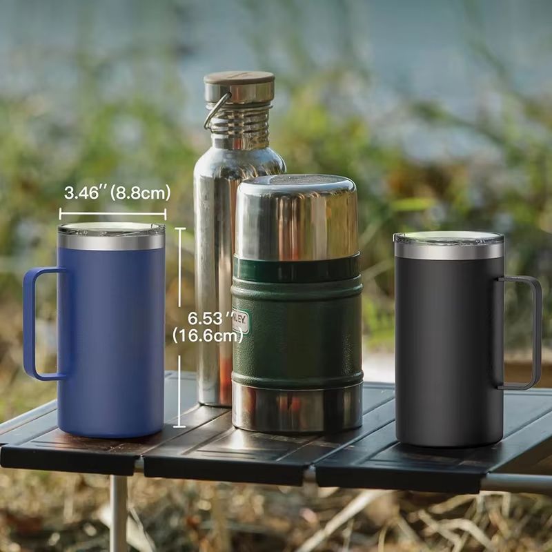 23 fl oz Stainless Steel Travel Thermos Mug - Leak Proof Insulated Vacuum Flask