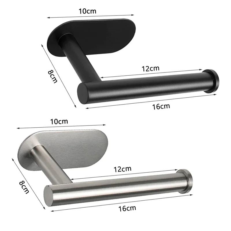 No-Drill Stainless Steel Wall-Mounted Toilet Paper Holder