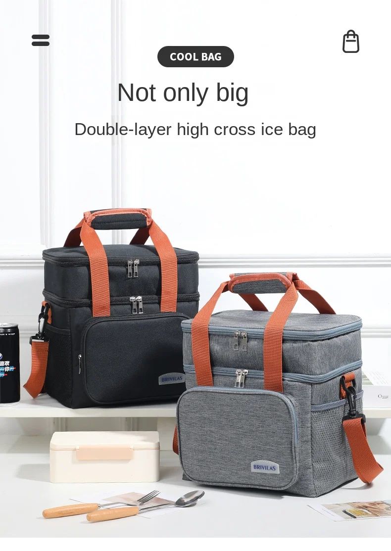 Double Layer Large Capacity Insulated Lunch Bag