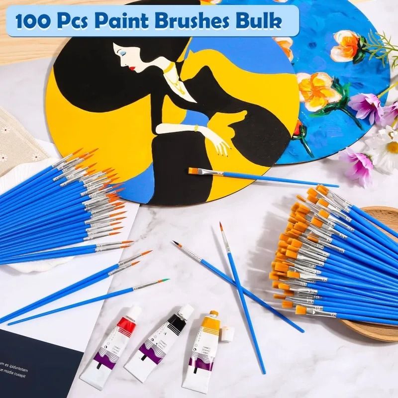 Painting Brushes Set 20 Pieces Nylon Hair Art Brushes for Acrylic Oil Watercolor