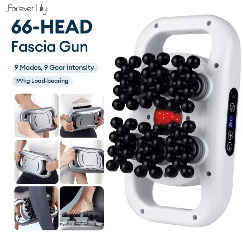 66-Head High Frequency Massage Gun – Fascia Vibration Body and Deep Tissue Massager
