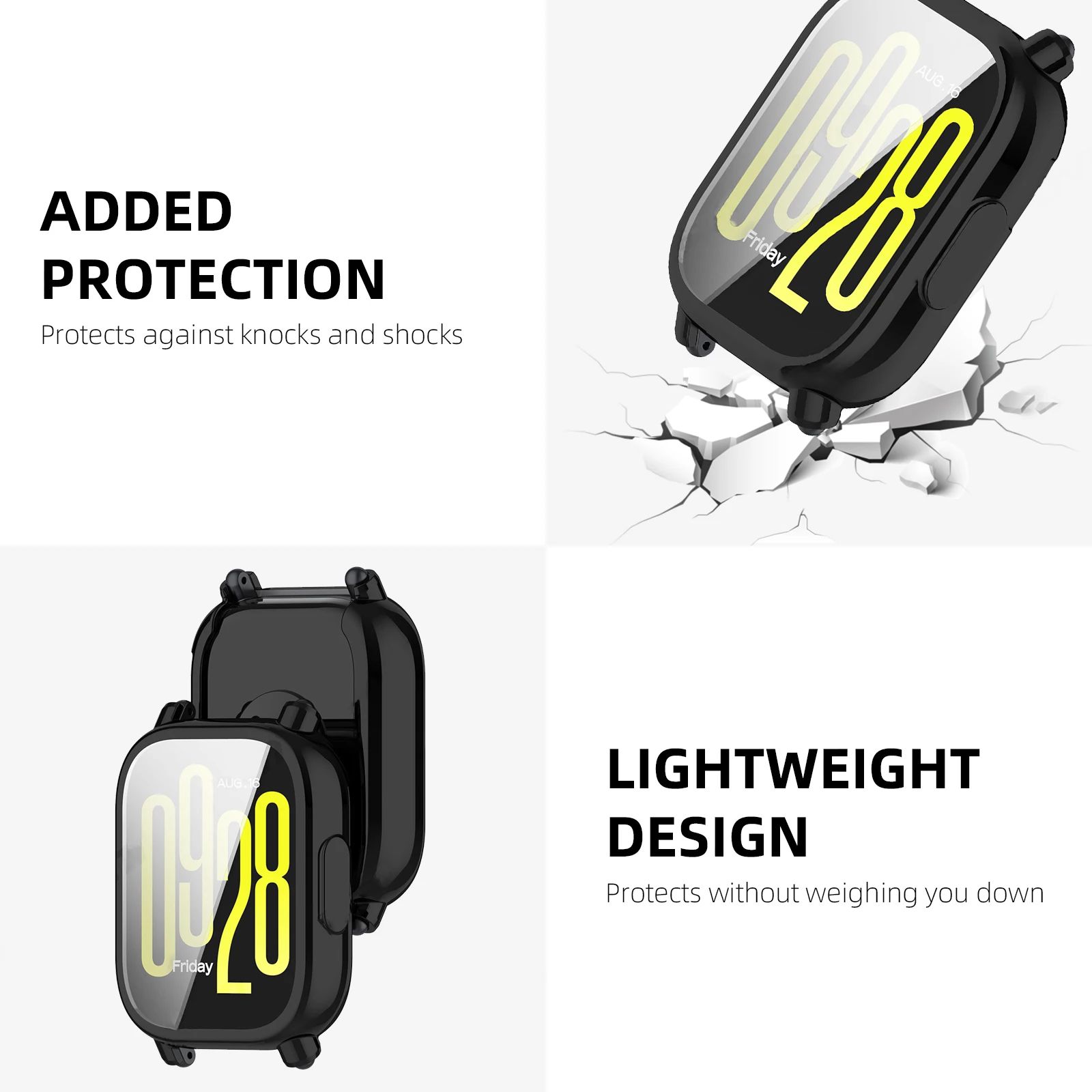 Redmi Watch 5 TPU Protective Case with Screen Protector – Full-Cover Bumper for Watch 5 Lite / Active
