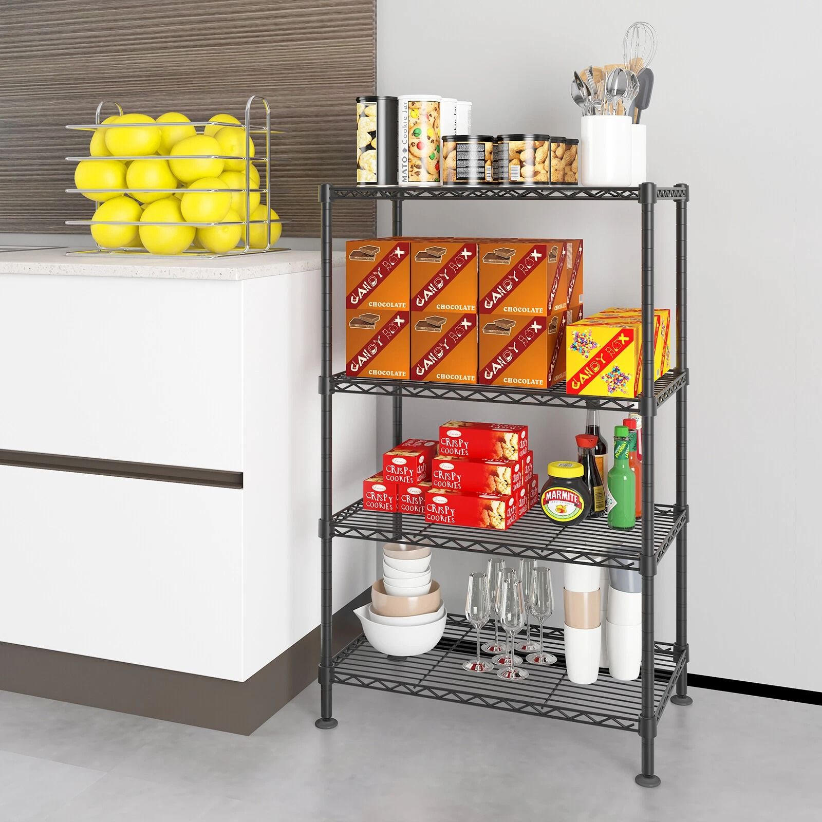 Adjustable Steel Wire Shelving Rack for Small Space Corner Storage - Metal Storage Solution