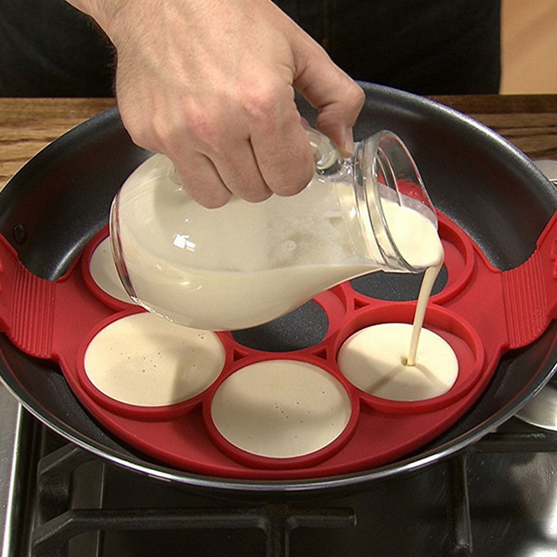 Silicone Pancake Maker, Non-stick Cake Molds, Egg Ring, Pan Flip Tool, Pastry Mat, Egg Frying Machine for Easy Breakfast