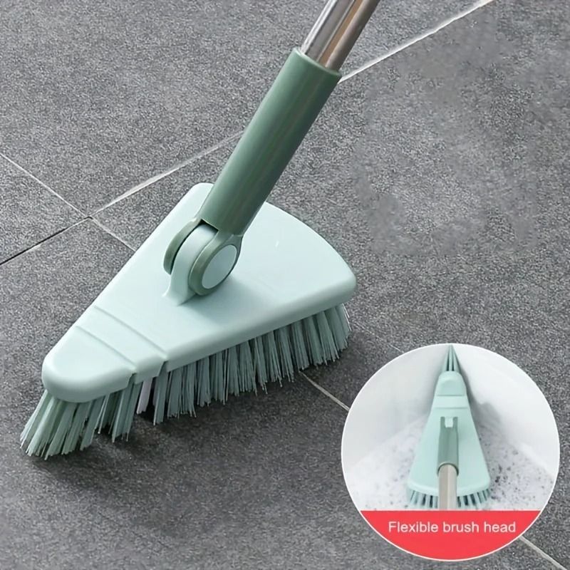 Triangle Floor Brush with Long Handle for Bathroom Kitchen and Balcony