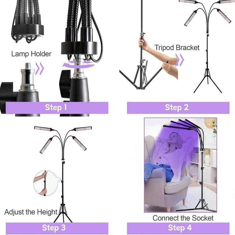 Ultraviolet Tanning and Skin Care Lamp with Tripod and 60W Purple Light