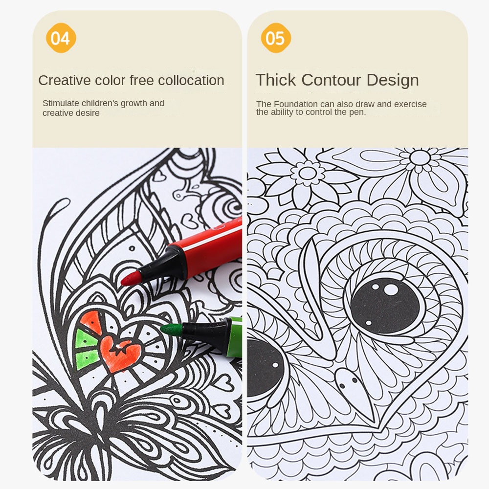 Kids Coloring Book, Exquisite Mandala, Bird, and Butterfly Pictures, Single Side Removable Watercolor Painting Pages