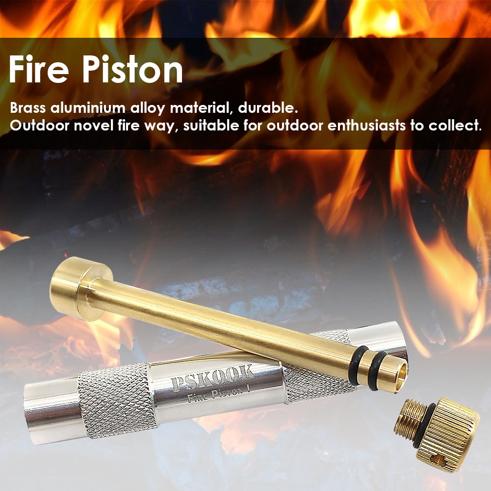 Compact Brass Fire Piston Survival Tool Outdoor Emergency Fire Starter Kit