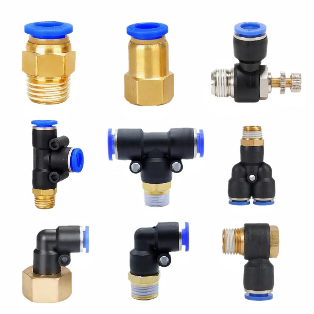 QuickFit Pneumatic Air Connector – PC/PCF/PL/PLF Series (4mm/6mm/8mm Tube 1/8inch-1/2inch Thread)