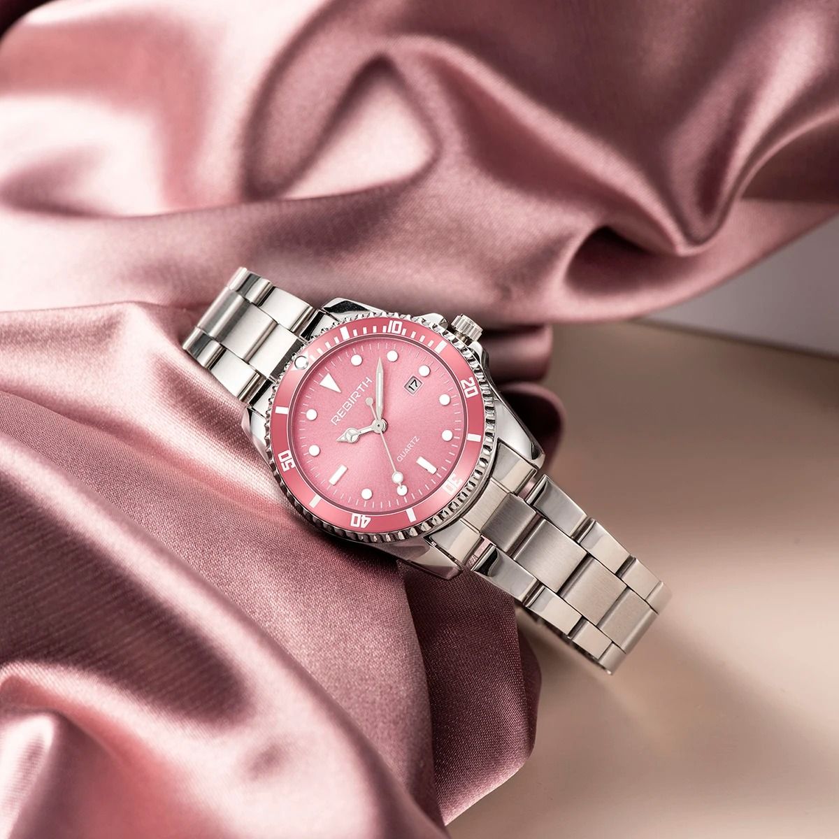 Stainless Steel Executive Watch – Classic Business Date Quartz Timepiece for Women