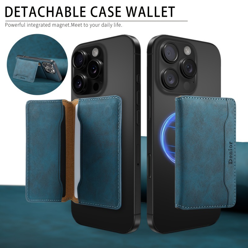 Magnetic Phone Case Credit Card Wallet, Faux Leather, Strong Magnet for Secure ID & Credit Card Storage