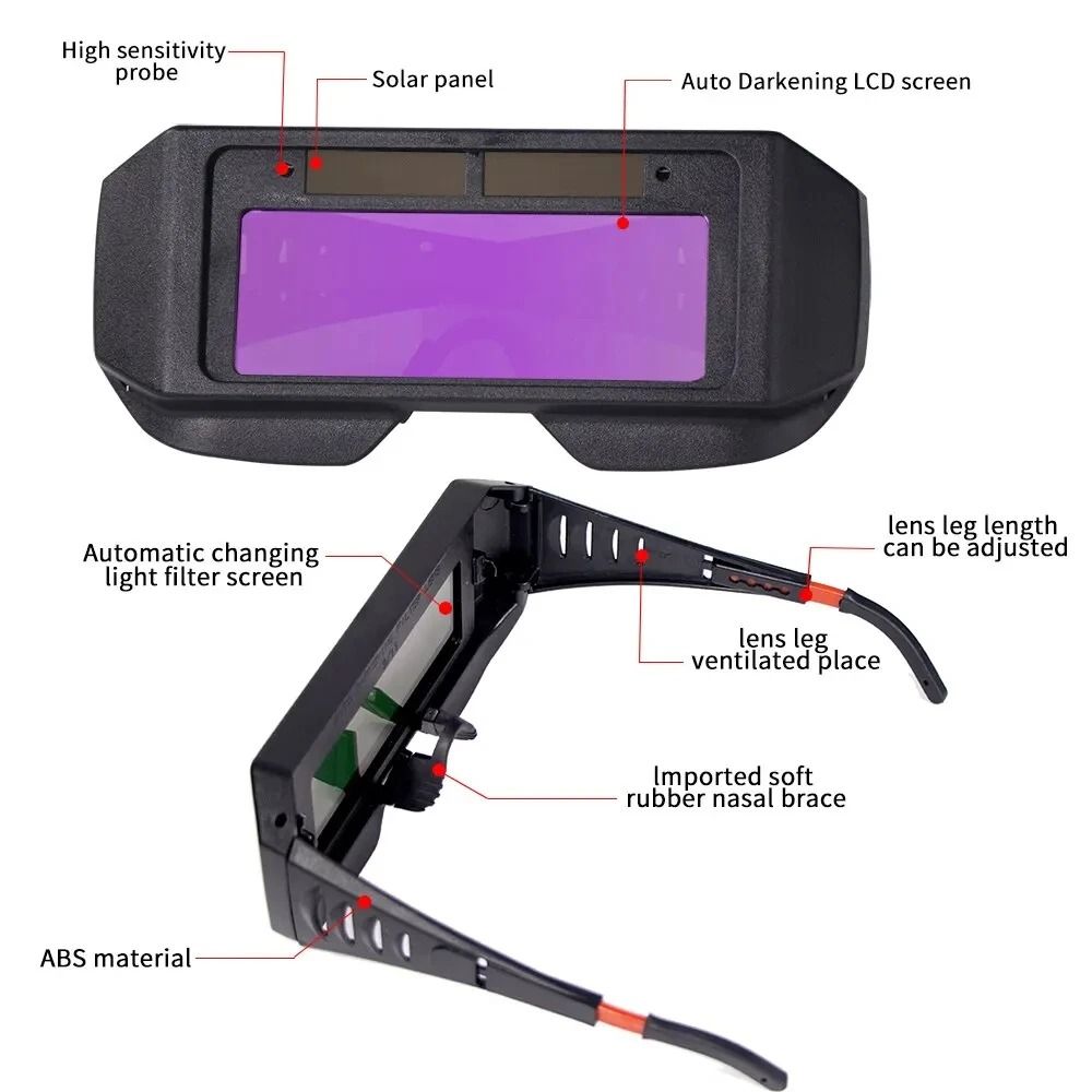 Solar Powered Auto Darkening Welding Goggles