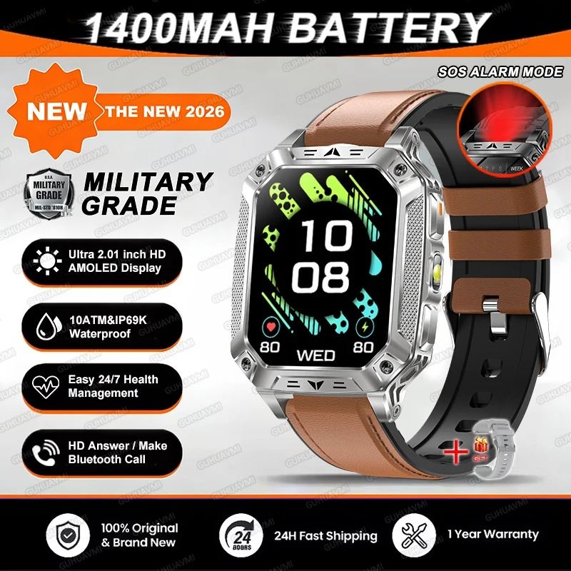 TANK Elite Military GPS Smartwatch | 1400mAh Battery & 2.01