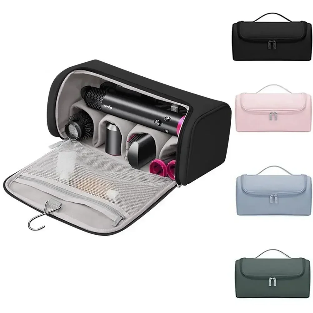 Hideable Hanging Hook Hair Dryer Case – Portable Waterproof Non-Slip Hair Tools Pouch with Large Capacity for Curling