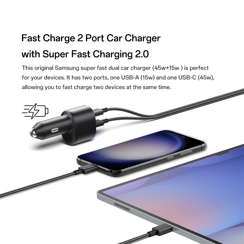 Samsung Ultra Plus Original Car Charger Type C PD Fast Charging for Samsung Devices
