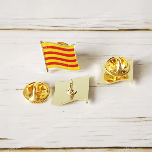 Catalonia Flag Enamel Lapel Pin Crystal Epoxy Badge