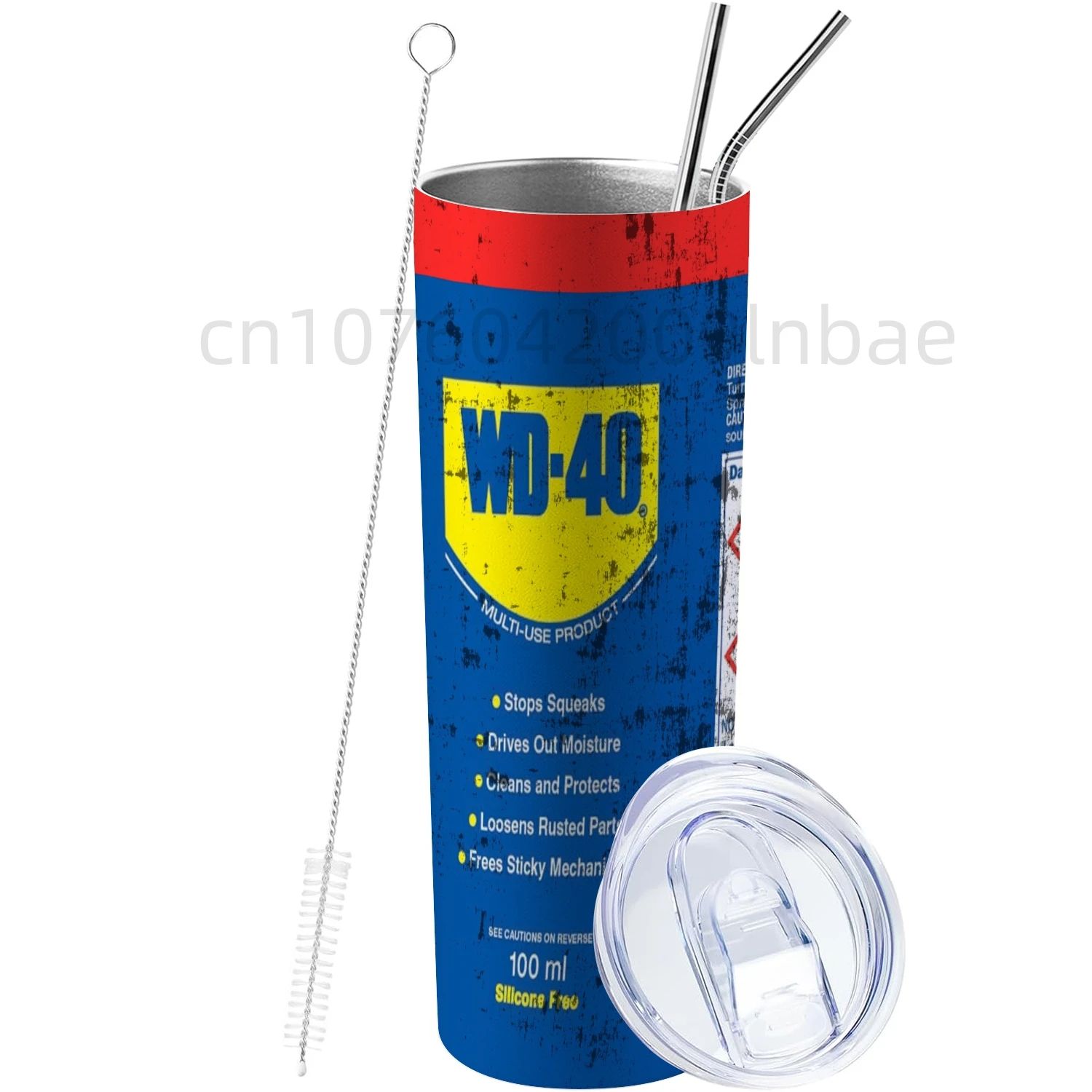 WD40 Mechanic Stainless Steel Vacuum Insulated Tumbler – Double Wall Coffee Mug with Lid & Straws