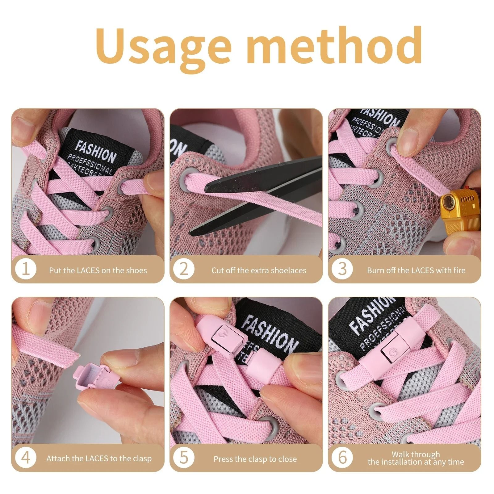 No-Tie Elastic Laces with Press Lock System