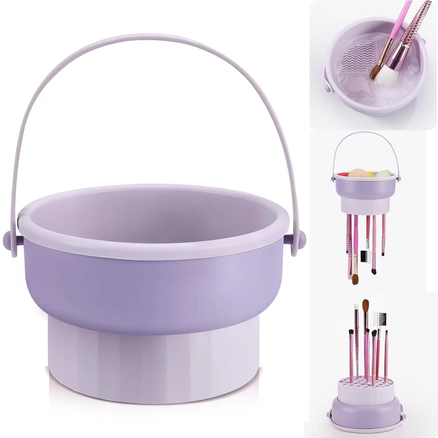 Brush Cleaning Tool Storage Set, Beauty Egg Makeup Cleaning, Silicone Drying Shelf
