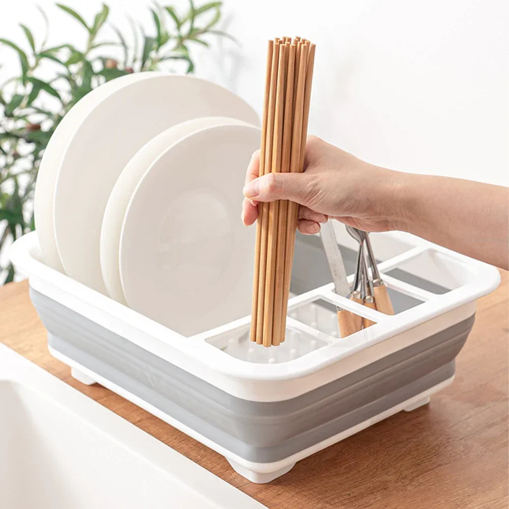 Plastic Collapsible Dish Drainer Rack for Caravan Camper Van Camping Sink Drying Dinnerware Organizer Accessories