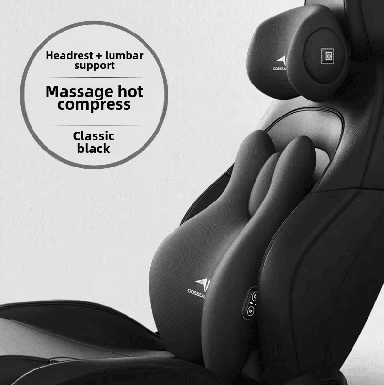 Universal Car Massage Seat Cushion Set | Hot Compress Lumbar & Headrest Support Pillow for Neck Protection