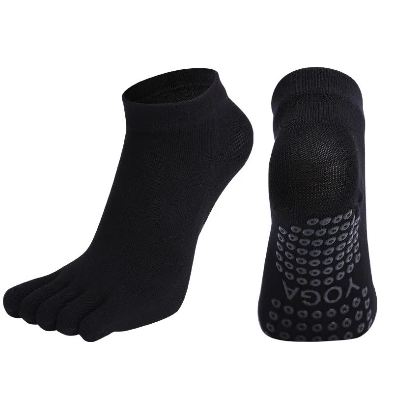 Womens Cotton Five-Toe Non-Slip Yoga Socks – Breathable Quick-Dry Pilates & Dance Fitness Grip Socks