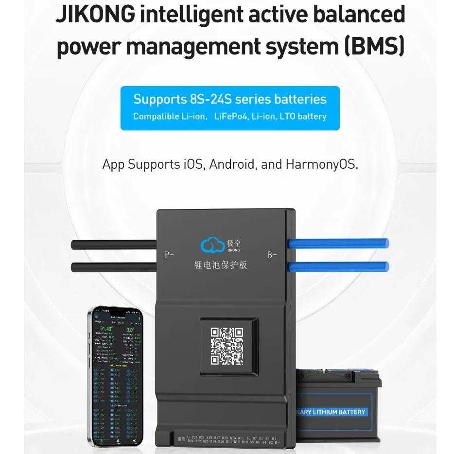 Smart Active Balance BMS Lifepo4 Li-Ion LTO Battery Management System 8S–24S 60A–600A