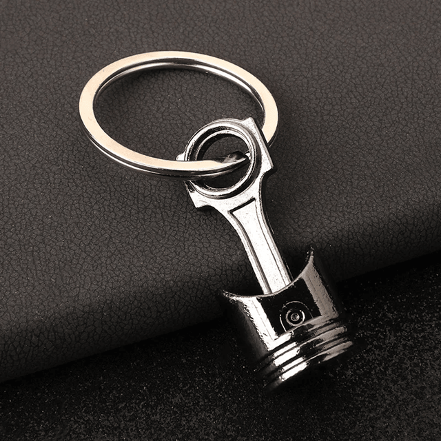 GearHead Engine Piston Metal Keychain – car enthusiast keyring accessory