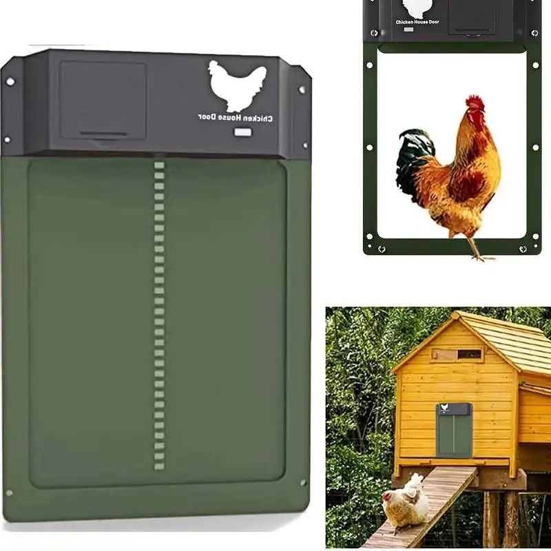 Automatic Chicken Coop Door with Light Sensor Battery Powered Opener for Poultry Supplies