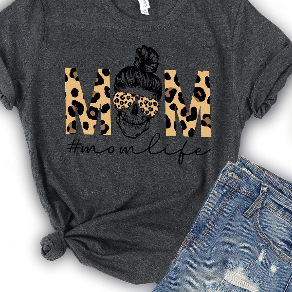 Mom Life T-shirt – Messy Bun Skull Shirt, Perfect Gift for Moms