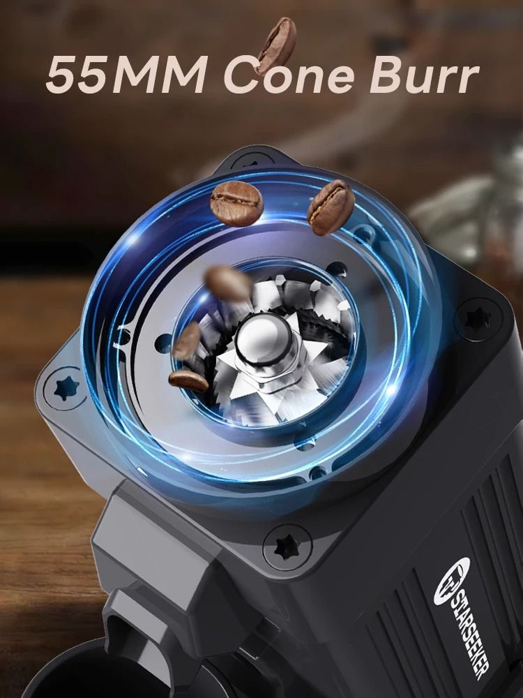 Electric Espresso Coffee Grinder with Stepless Fineness Adjustment and 55MM Burr