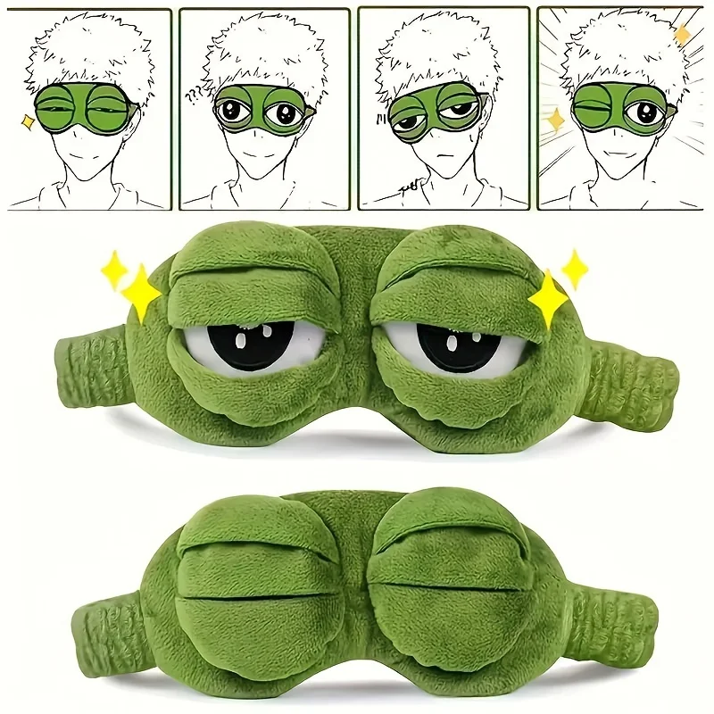 Frog Sleep Mask Cartoon Soft Portable Blindfold Travel Eyepatch for Women and Men Natural Sleeping Eyeshade