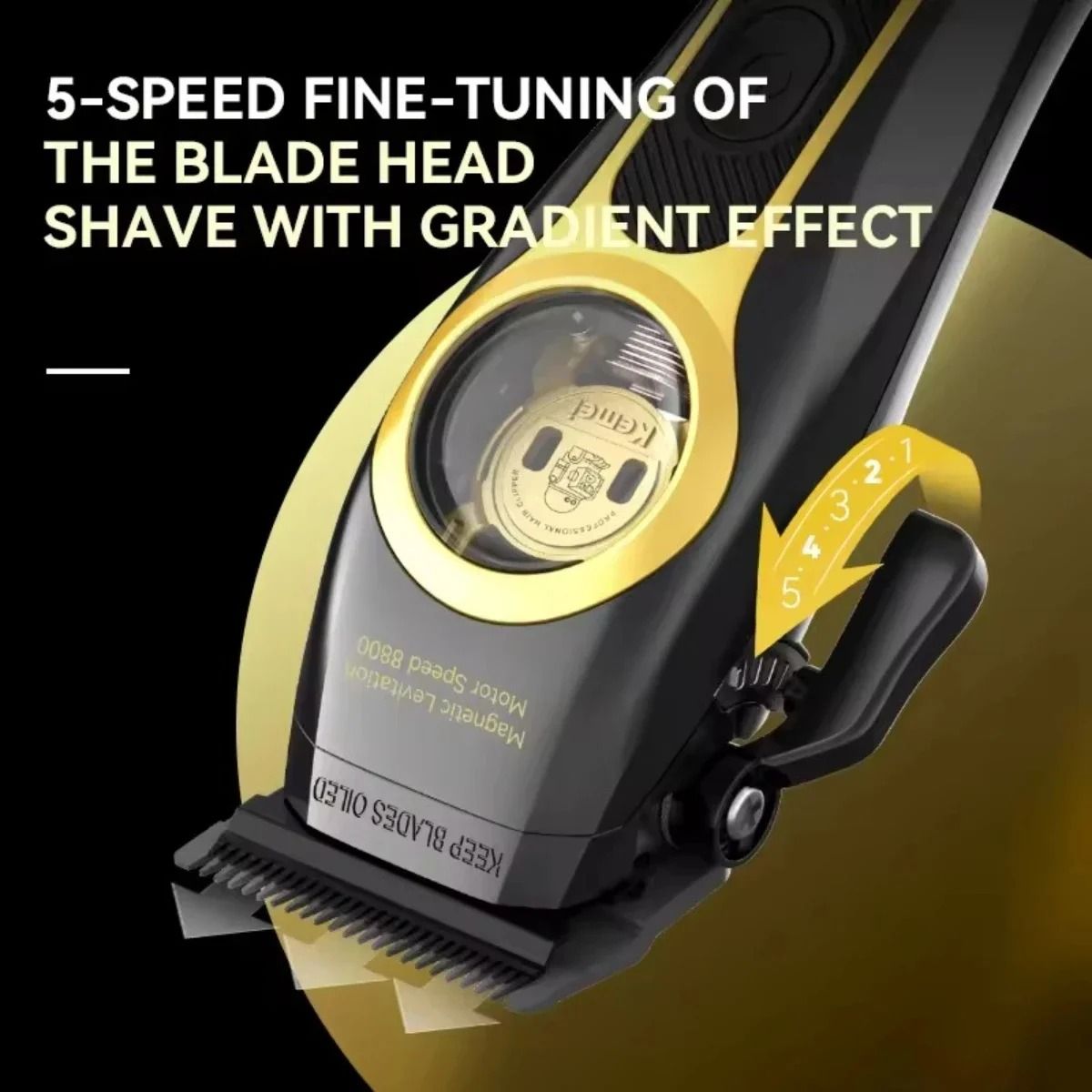 Kemei KM 2373 Hair Clipper with Magnetic Levitation Motor and Charging Base