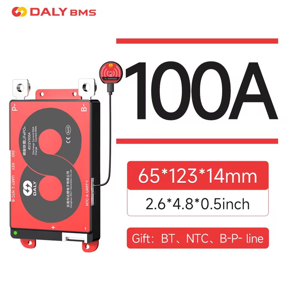 Daly Smart LiFePO4 BMS 4 to 16S 100A with Bluetooth UART and CANBUS