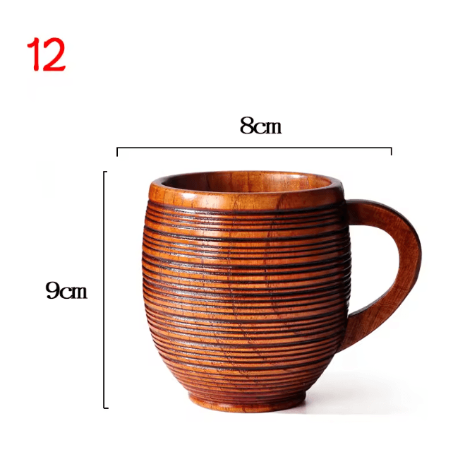 Handmade Wooden Beer Cup Natural Spruce Wood Big Belly Drink Mug