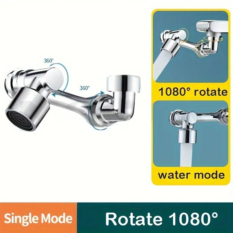 FlexFlow 1080° Rotatable Faucet Sprayer Head – Universal Tap Extender with Dual Spray Modes