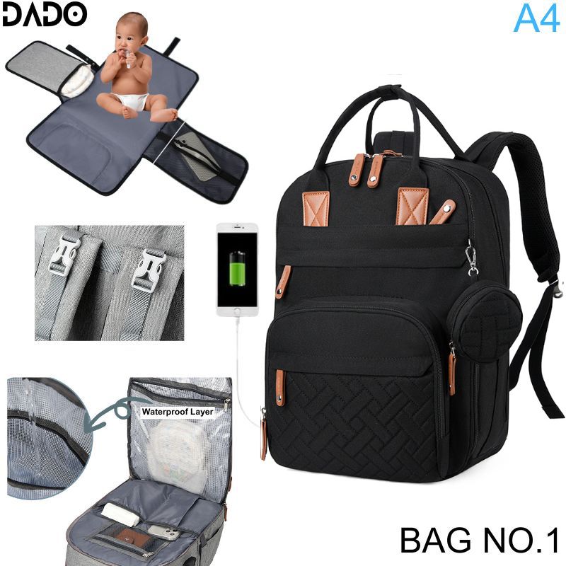 Diaper Bag Backpack Baby Essentials Travel Tote, Multifunction Waterproof with Changing Station Pad & Stroller Straps