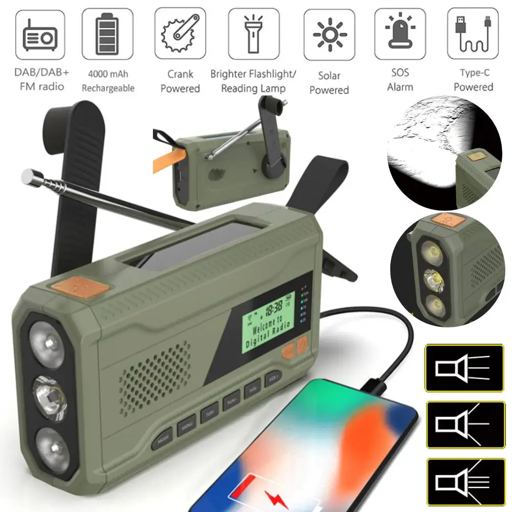 Solar Emergency Radio with Bluetooth, Flashlight and Hand Crank