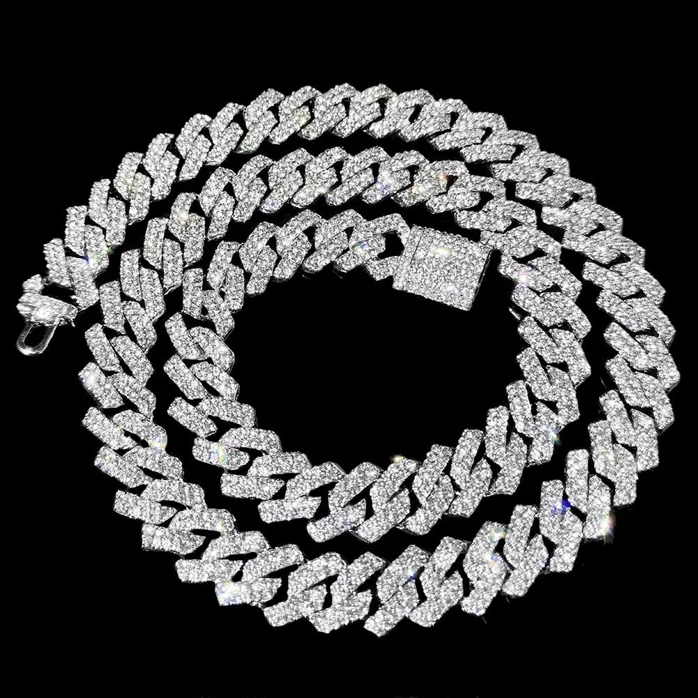 Iced Cuban Chain Necklace 20 Inch Hip Hop Style Diamond Look Unisex Jewelry