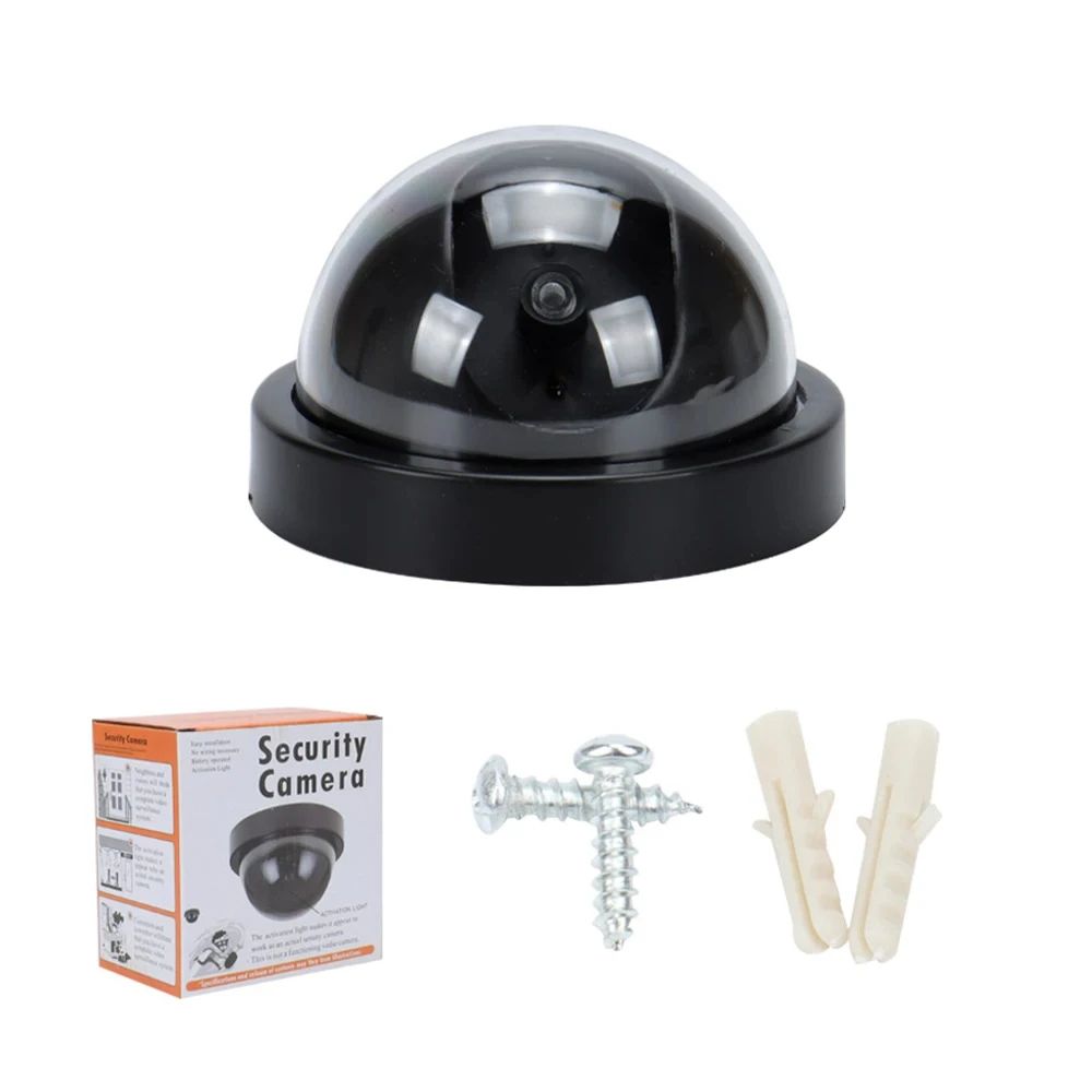 Security Camera Model, High-Realism Outdoor Simulation for Household Monitoring, Weatherproof with Blinking LED Light