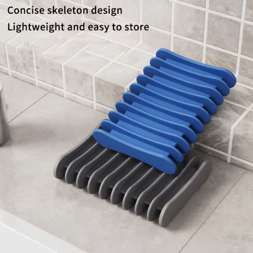 Premium Silicone Self Draining Soap Dish Compact Easy to Clean Soap Holder