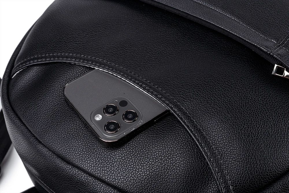 Modern Black PU Diaper Backpack Large Capacity Waterproof Baby Bag