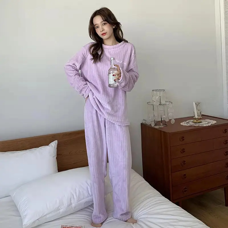 Homewear Suit Women's Fall and Winter Warm Clothes, Winter Women's New Pajamas, Coral Velvet Leisure Pajamas, Padded
