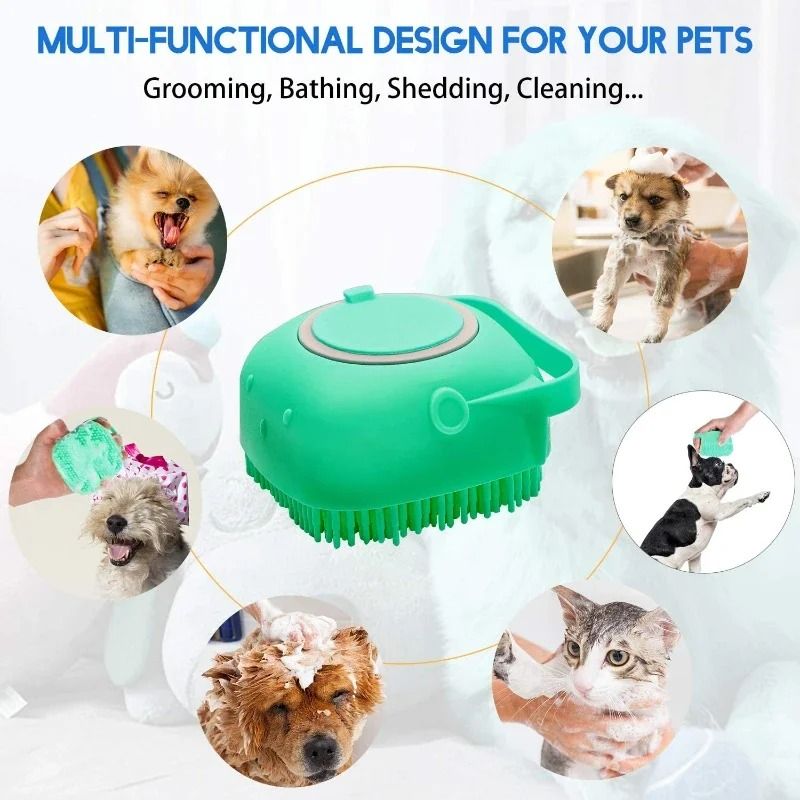2-in-1 Pet Shampoo Dispenser and Massage Brush