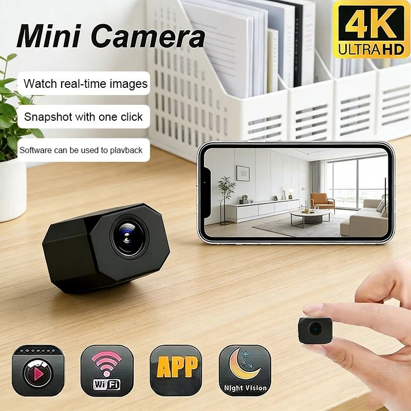 HD 4K Mini Smart WiFi Camera – AP IP Remote Monitoring – Ultra-Light Portable Surveillance Camcorder